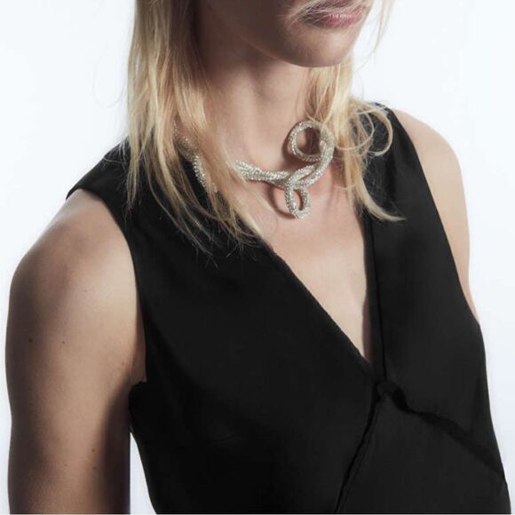 NWT COS ASYMMETRIC SATIN MIDI DRESS Size 14 - Picture 5 of 10